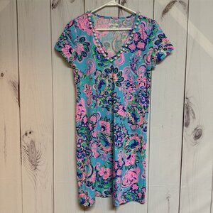 Lilly Pulitzer Etta Dress Small Blue Horizon Jungle Sunshine NWT